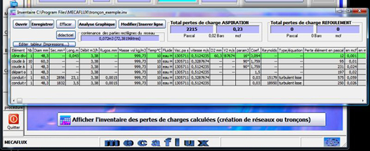 table perte charge